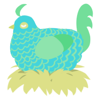 A aqua and spring chicken with a lace pattern