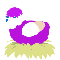 A amethyst and cream chicken with a head pattern