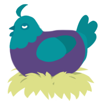 A overcast and teal chicken with a head pattern