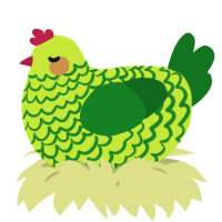 A lime and leaf chicken with a lace pattern