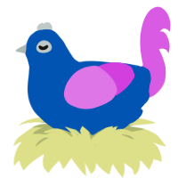Nightmare, a ultramarine and orchid chicken
