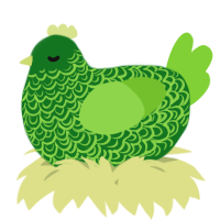 A leaf and grass chicken with a double-lace pattern