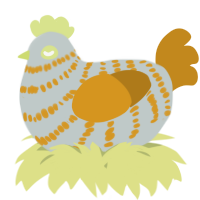 A silver and ochre chicken with a bar pattern