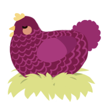A plum and amethyst chicken with a lace pattern