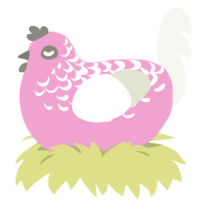 Pretty in Pink, a pink and white chicken with a half-lace pattern