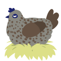 A ash and bark chicken with a speckle pattern