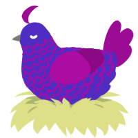A indigo and plum chicken with a lace pattern