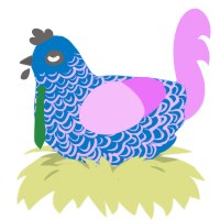 BlueBelle, a sapphire and lavender chicken with a double-lace pattern