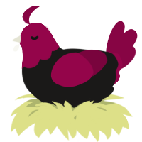 A sable and maroon chicken with a head pattern