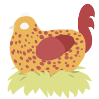 Bro is flabbergasted, a honey and red chicken with a speckle pattern