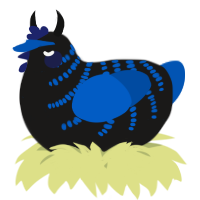 A sable and ultramarine chicken with a half-bar pattern