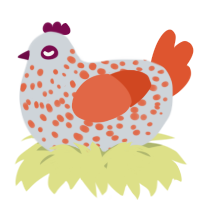A mist and vermilion chicken with a speckle pattern