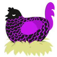 A sable and amethyst chicken with a lace pattern