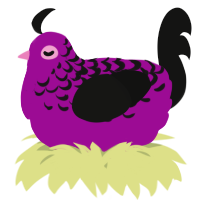 A plum and black chicken with a half-lace pattern