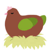A russet and chartreuse chicken