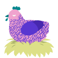 (unnamed), a pink and indigo chicken with a double-lace pattern
