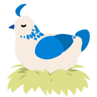A cream and sapphire chicken with a neck-speckle pattern