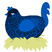 A tumblr and ultramarine chicken with a double-lace pattern