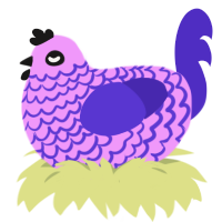 Luka, a lavender and indigo chicken with a lace pattern