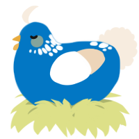 A sapphire and cream chicken with a neck-speckle pattern