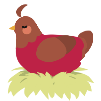 A crimson and russet chicken with a head pattern