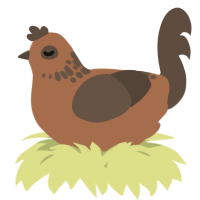 A brown and bark chicken with a neck-speckle pattern