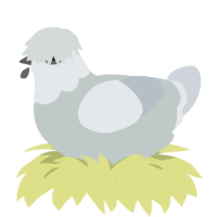 A silver and mist chicken with a head pattern