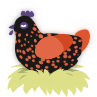 skeleton, a sable and vermilion chicken with a speckle pattern
