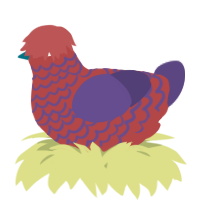 A red and overcast chicken with a lace pattern