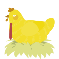 A yellow chicken with a bar pattern