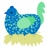 A sapphire and spring chicken with a speckle pattern