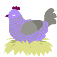 A lilac and ash chicken with a lace pattern