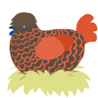 the first disciple, a bark and vermilion chicken with a lace pattern