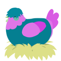 A sea and orchid chicken with a head pattern
