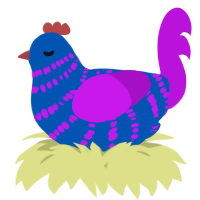 A ultramarine and amethyst chicken with a bar pattern