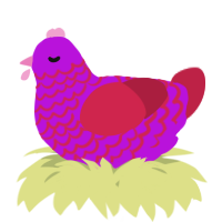 A amethyst and crimson chicken with a lace pattern
