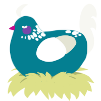 Flurry, a sea and white chicken with a neck-speckle pattern