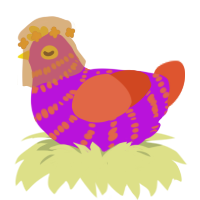 Phobos, a amethyst and vermilion chicken with a bar pattern