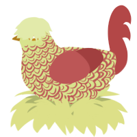 A lemon and red chicken with a double-lace pattern