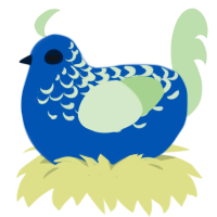 A ultramarine and gluppy chicken with a half-lace pattern