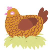 A orange and russet chicken with a lace pattern