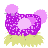 A amethyst and lavender chicken with a speckle pattern