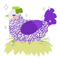 Moss, a black and grass chicken with a double-lace pattern