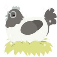 manok, a white and grey chicken with a head pattern