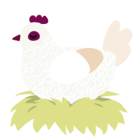 G H O S T S, a white and cream chicken with a double-lace pattern