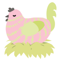 A rose and lemon chicken with a bar pattern