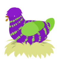 A violet and grass chicken with a bar pattern