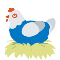 A sapphire and mist chicken with a head pattern