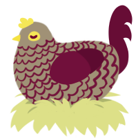 Egg, a ash and wine chicken with a lace pattern