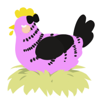 A lavender and sable chicken with a half-bar pattern